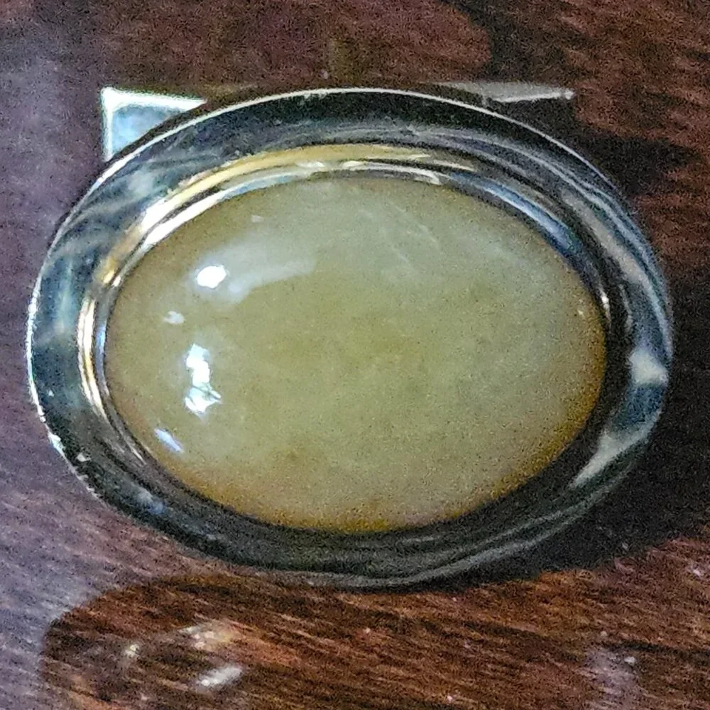 RARE SIGNED VINTAGE ESTATE GUMPS OVAL YELLOW JADE CABOCHON 14K GOLD CUFFLINKS